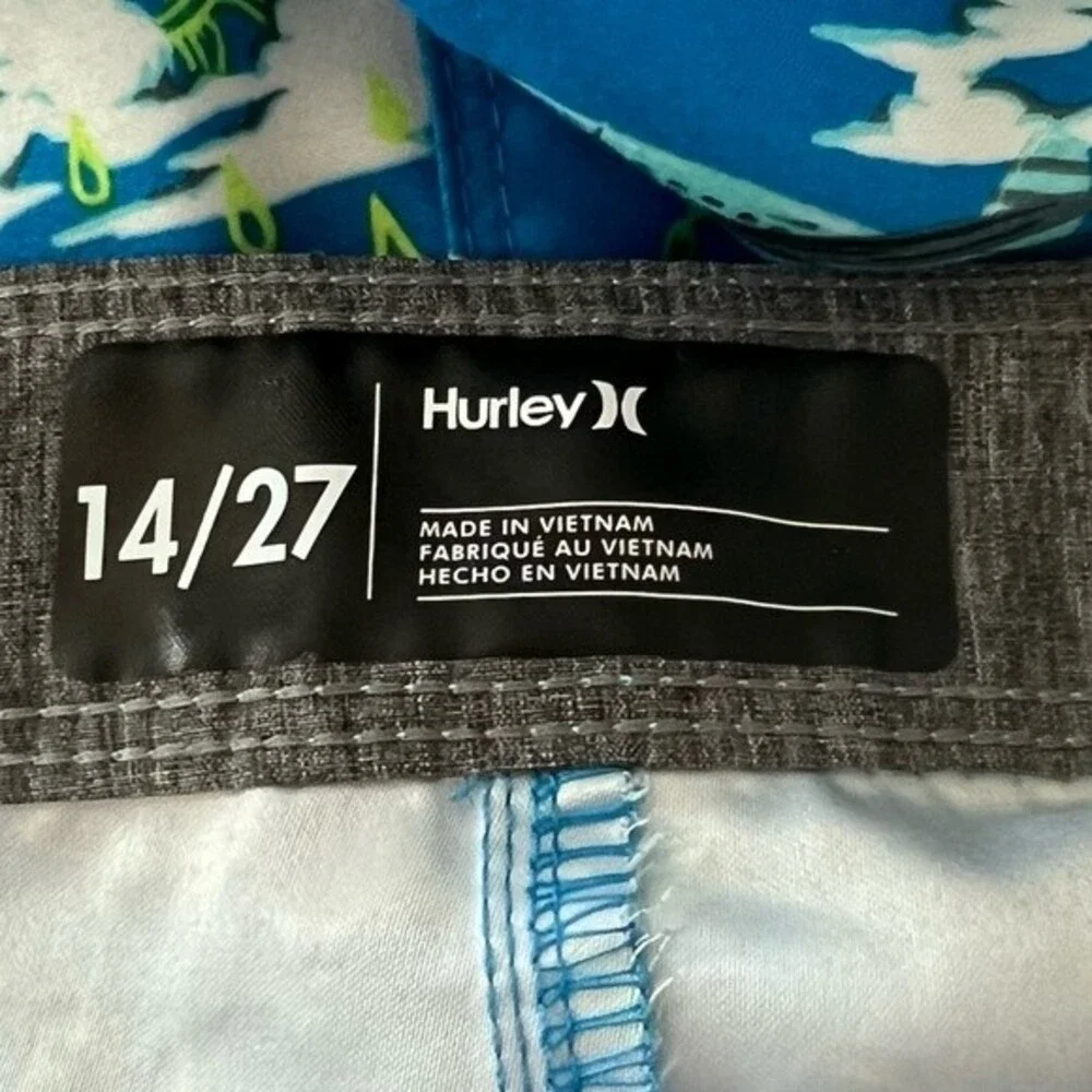 Hurley Swim Trunks Boys SZ 14/27 Blue Swimsuit bathing suit bottoms
